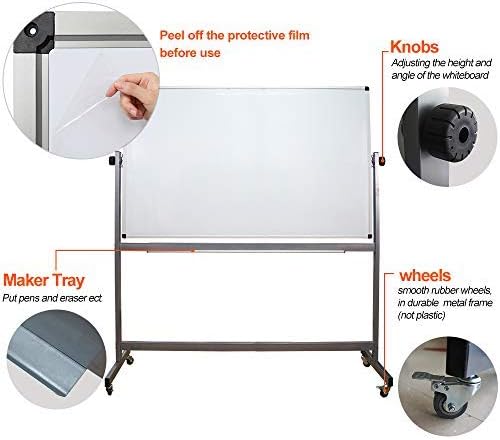 Rolling Double‑Sided Magnetic Whiteboard Stand