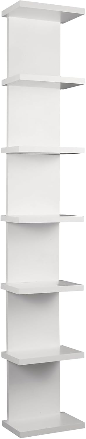 White Vertical 7‑Tier Wall Storage Shelf