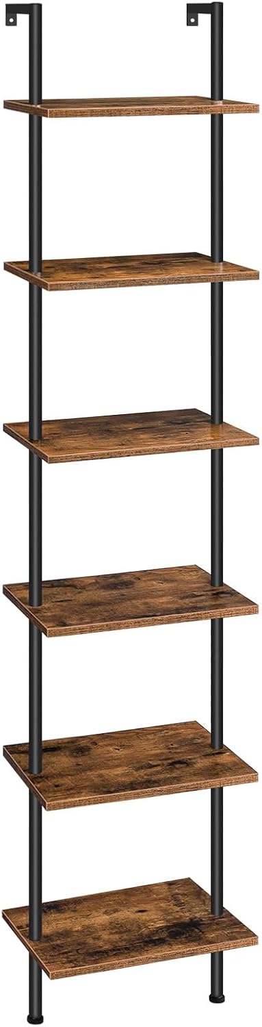Rustic 6‑Tier Wooden Ladder Shelf