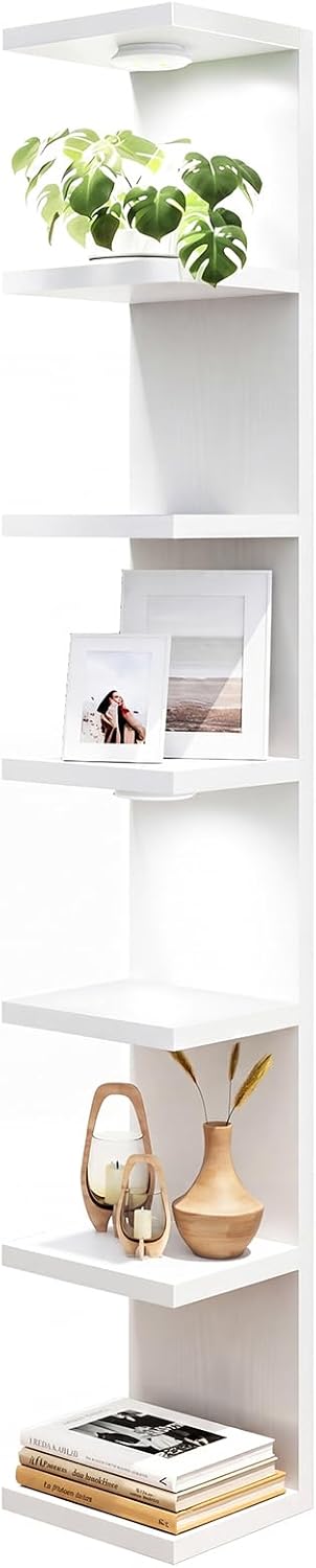LED White Tiered Floating Wall Shelves