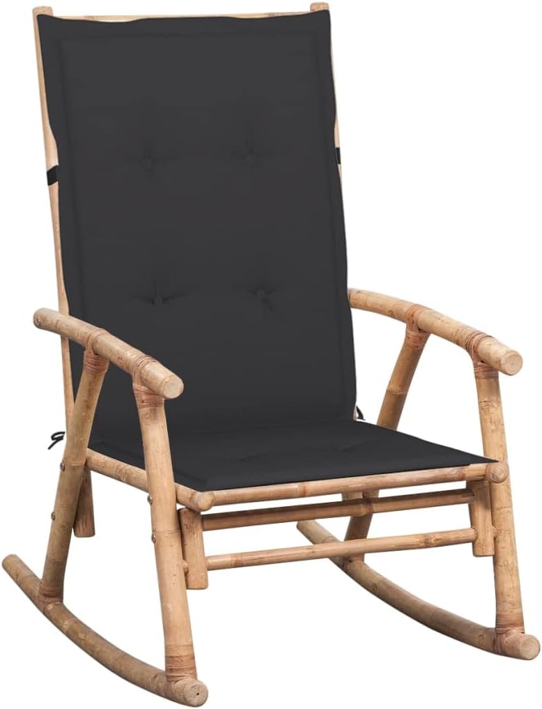 Cushioned Bamboo Patio Rocking Lounge Chair