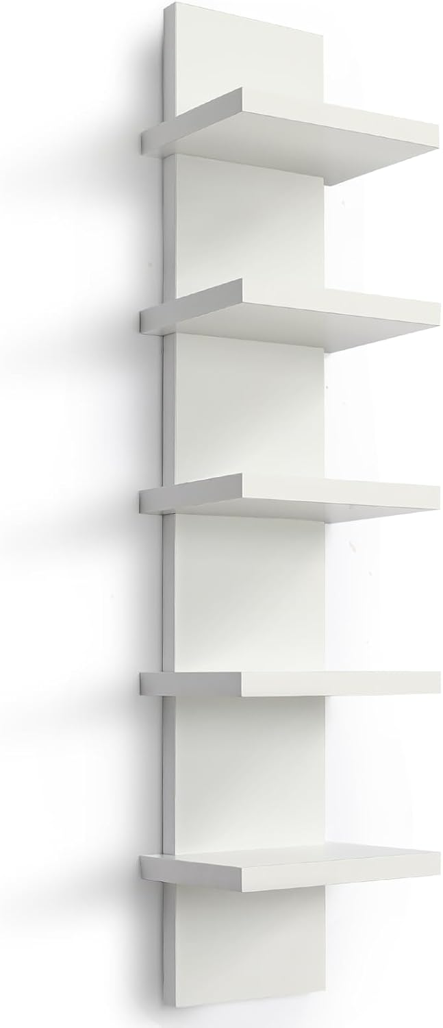 White Vertical 5‑Tier Wall Floating Shelf