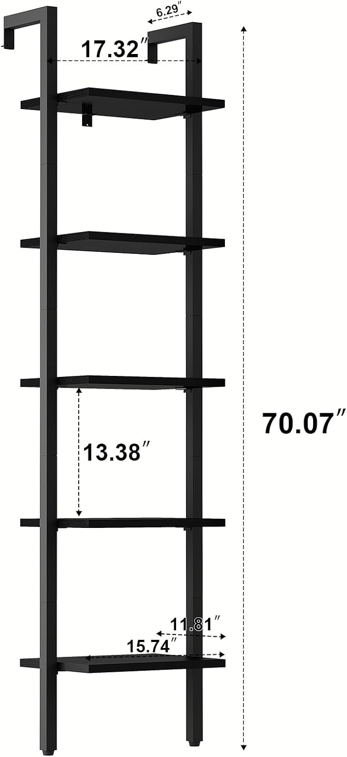 Industrial Narrow Wooden Ladder Bookshelf