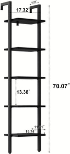 Industrial Narrow Wooden Ladder Bookshelf