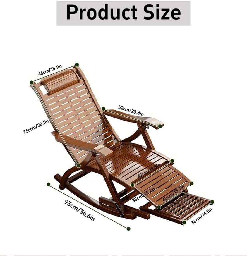 Foldable Bamboo Outdoor Rocking Lounge Chair