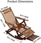 Folding Bamboo Patio Rocking Recliner Chair