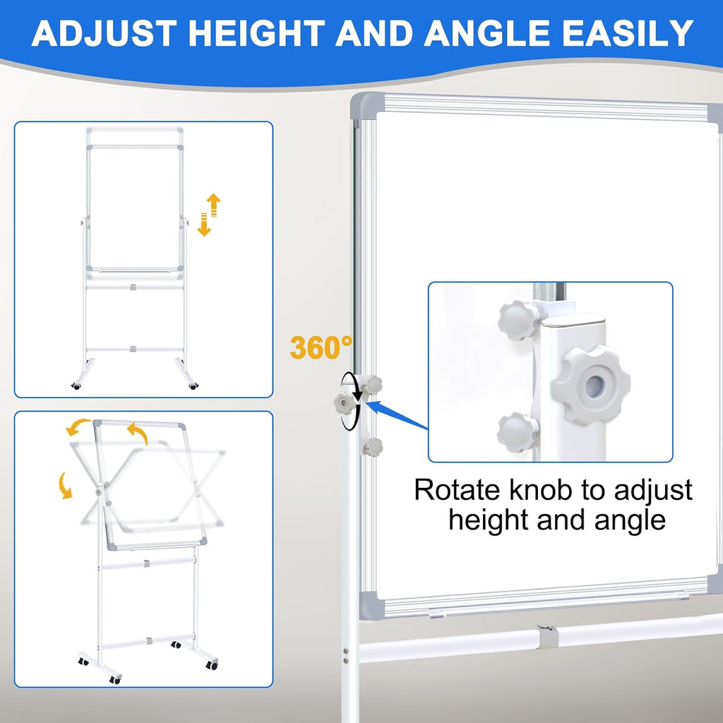Rolling Double‑Sided Whiteboard Cork Board