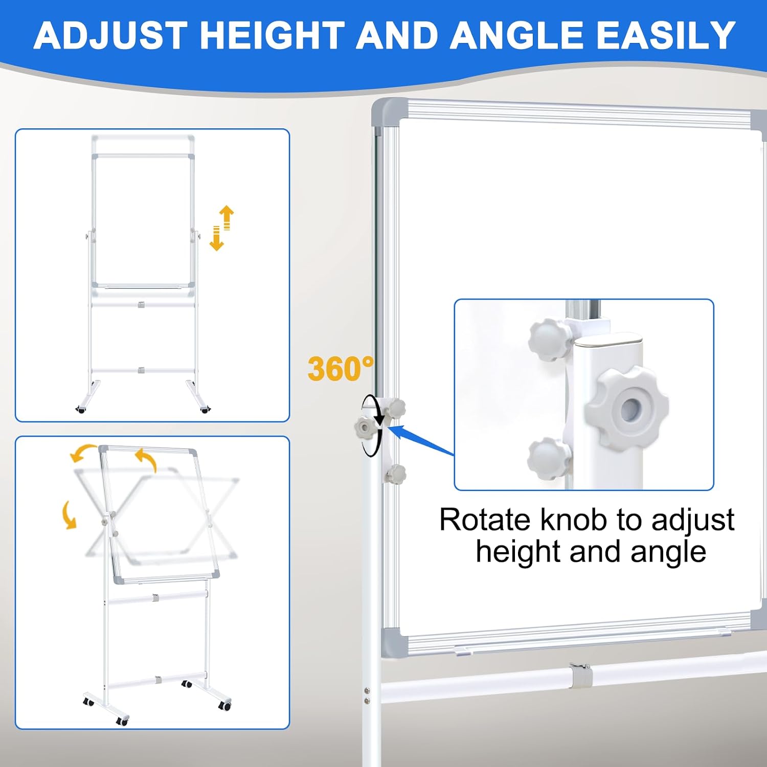 Rolling Double‑Sided Whiteboard Cork Board