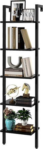 Industrial Narrow Wooden Ladder Bookshelf