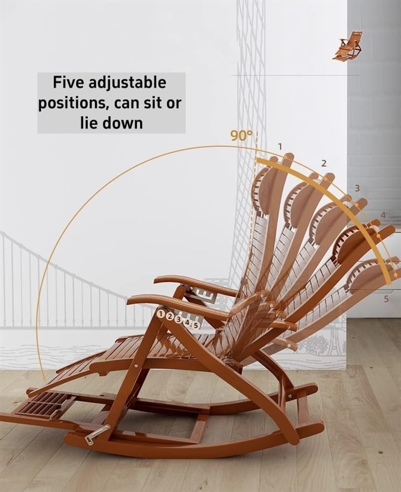 Foldable Bamboo Outdoor Rocking Lounge Chair