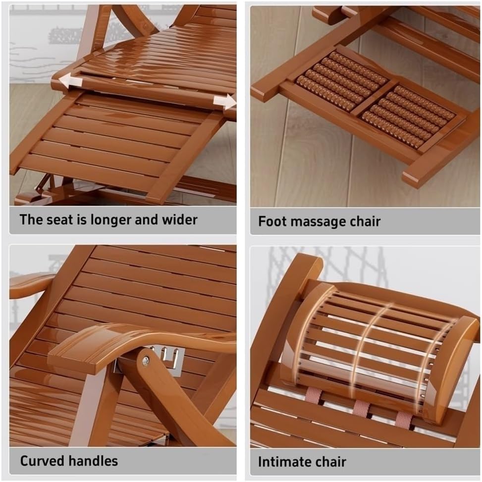 Foldable Bamboo Outdoor Rocking Lounge Chair