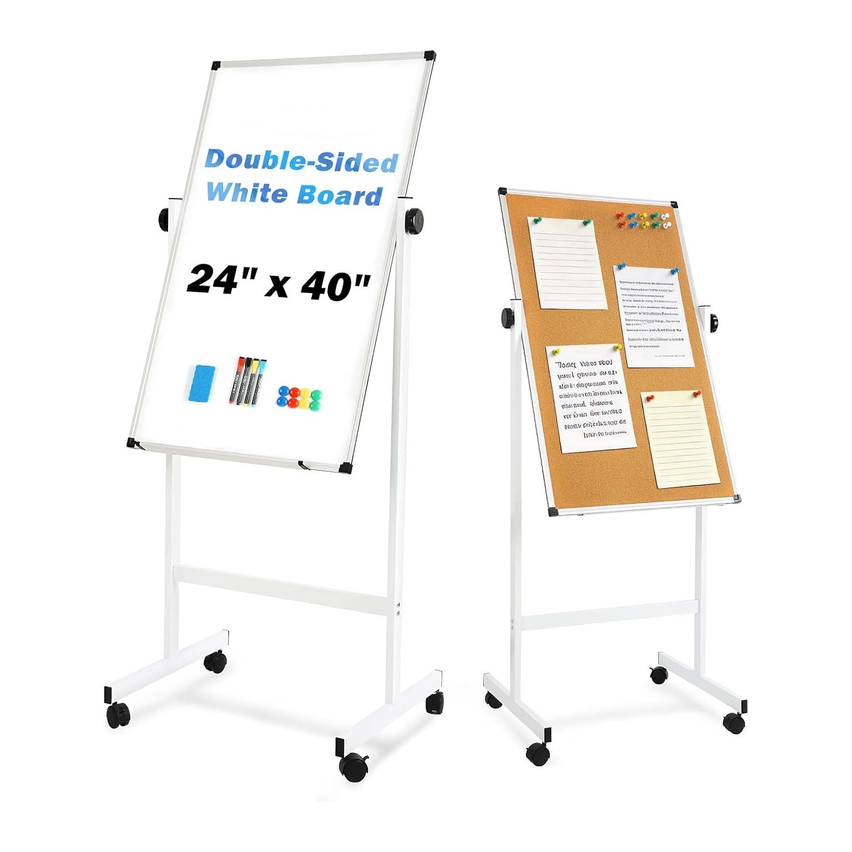 Mobile Double‑Sided Whiteboard Corkboard