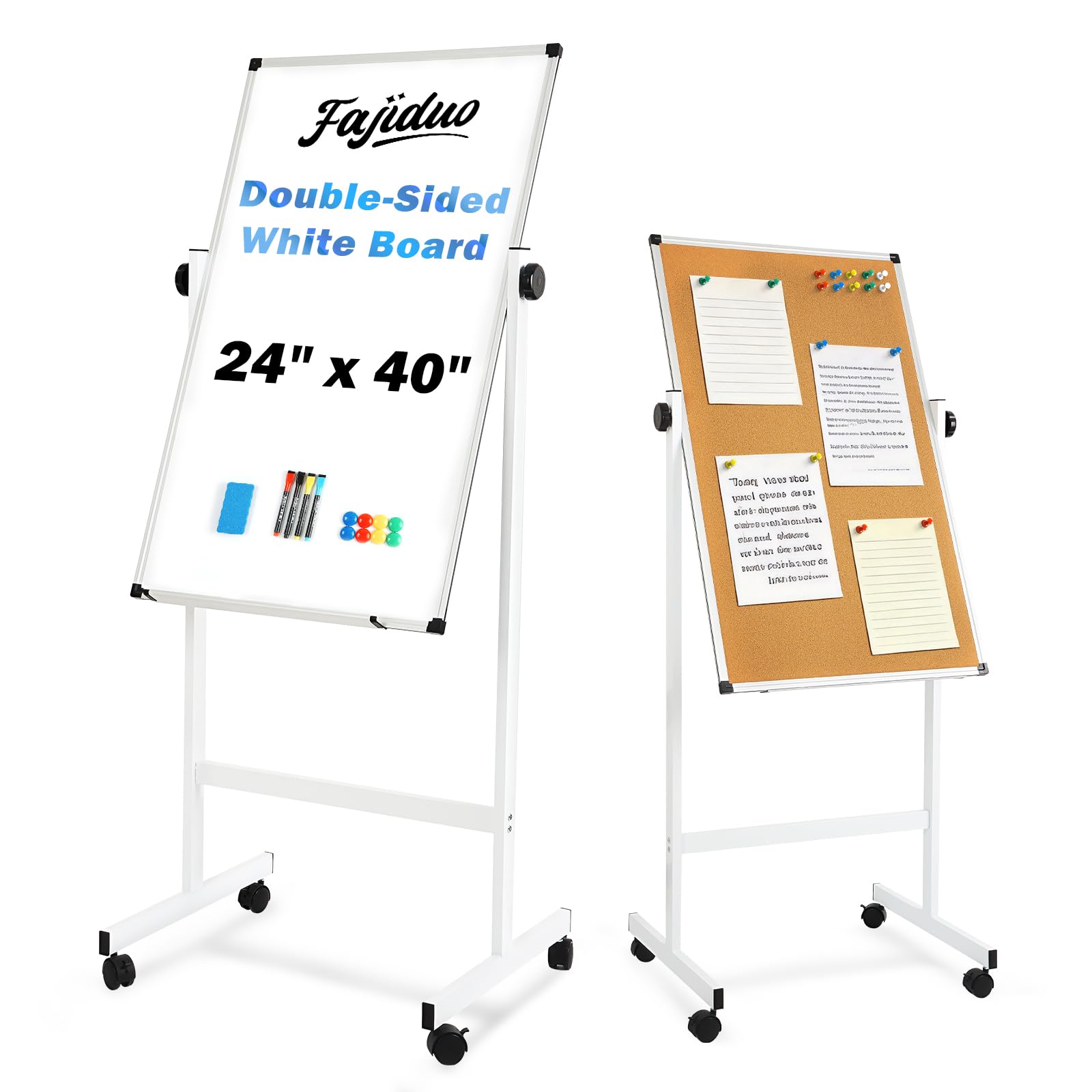 Mobile Double‑Sided Whiteboard Corkboard