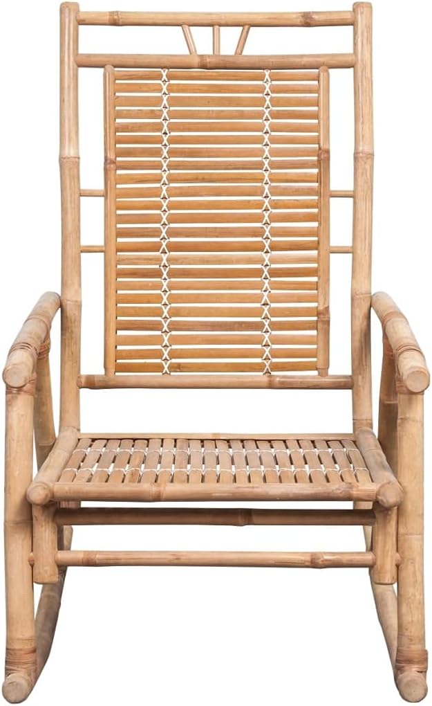 Cushioned Bamboo Patio Rocking Lounge Chair