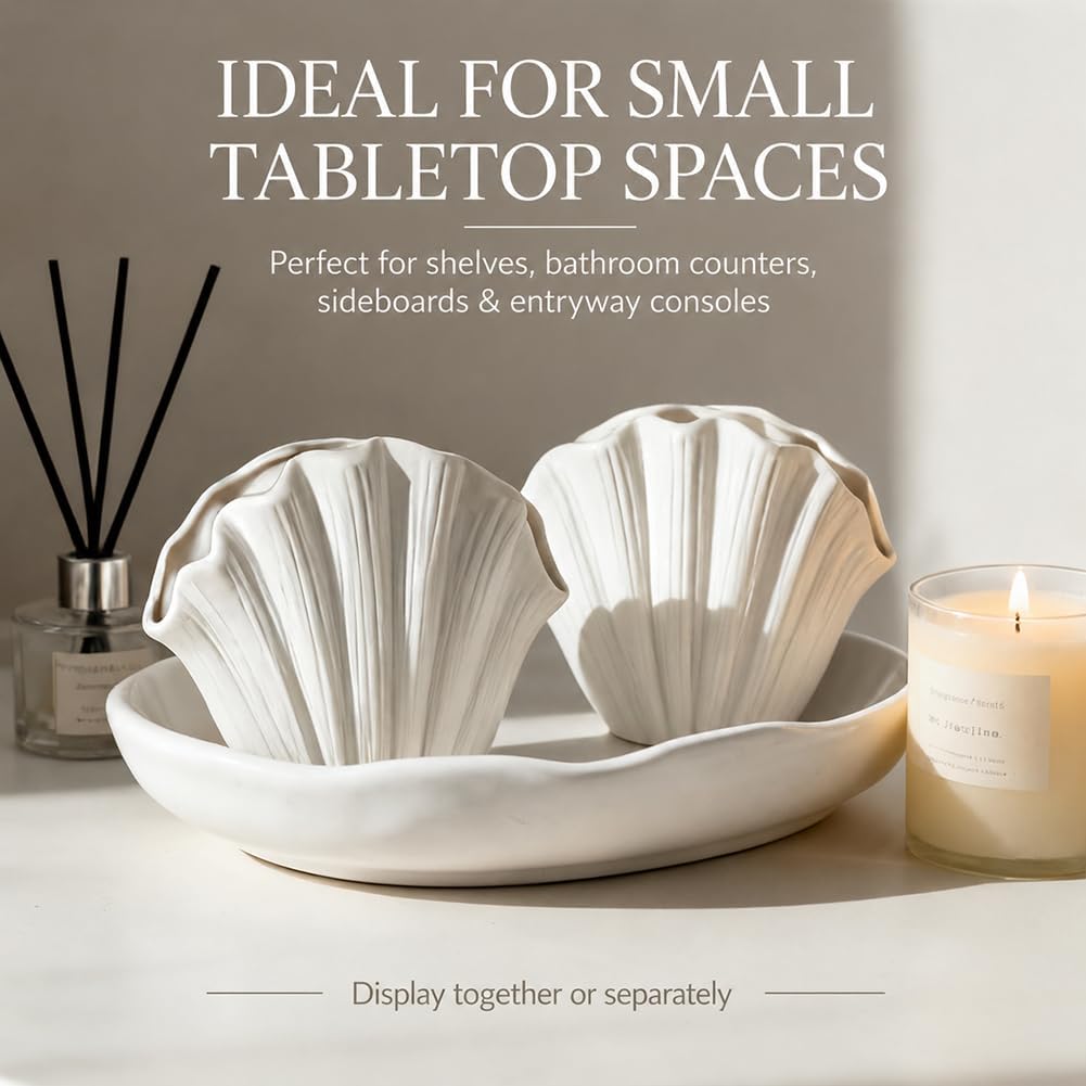 Coastal Ceramic Seashell Vase Set