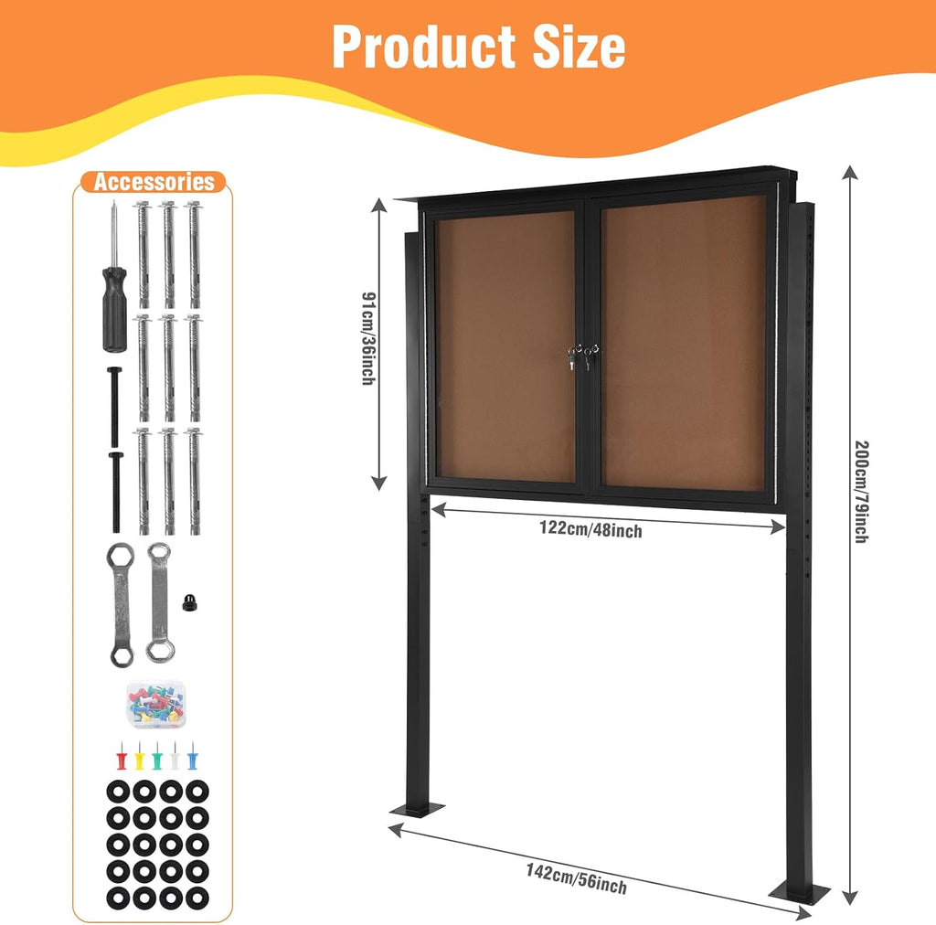 Weatherproof Standing Enclosed Cork Board