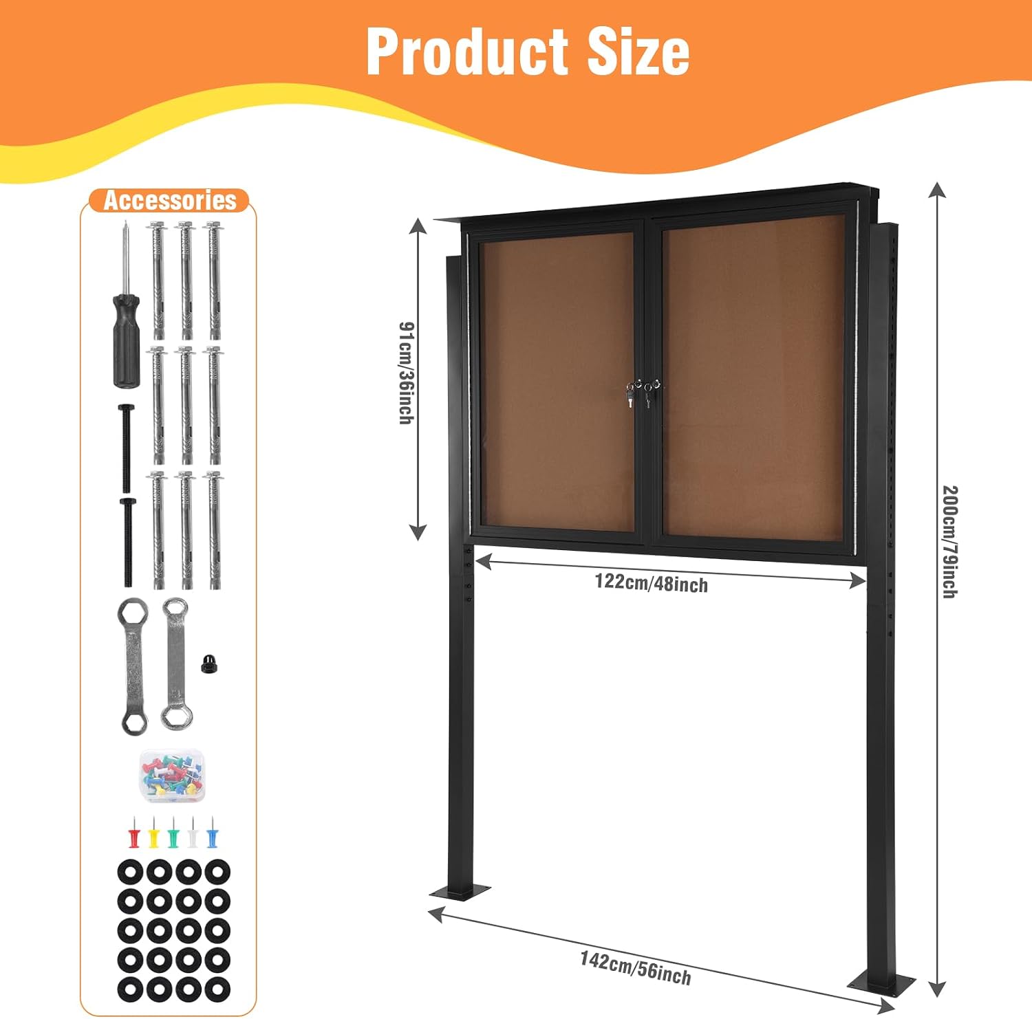 Weatherproof Standing Enclosed Cork Board