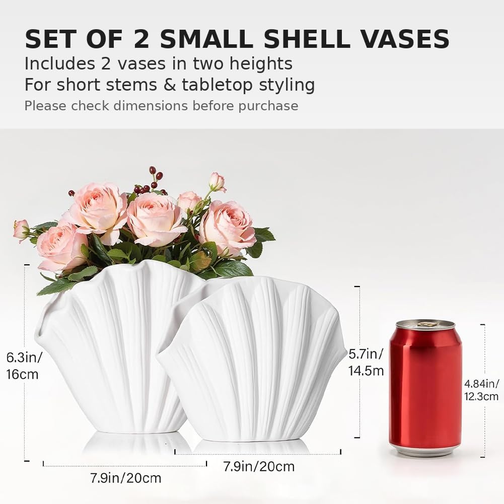 Coastal Ceramic Seashell Vase Set