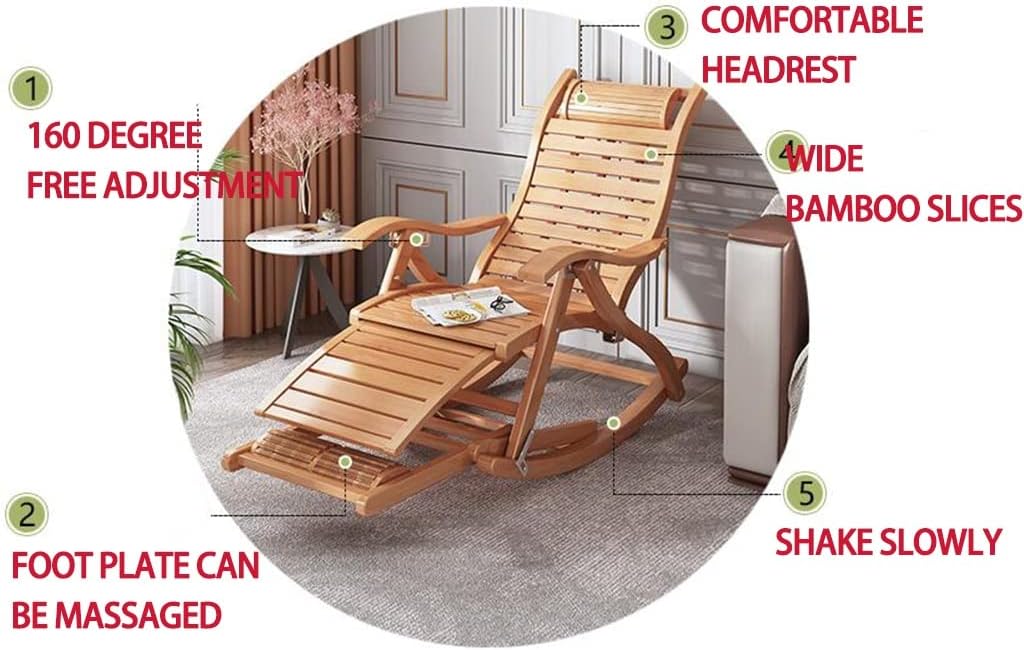 Adjustable Wooden Outdoor Rocking Lounge Chair