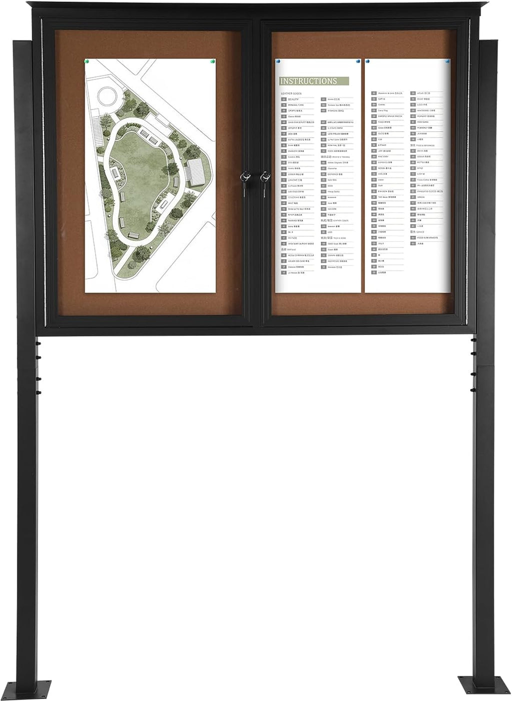 Weatherproof Standing Enclosed Cork Board