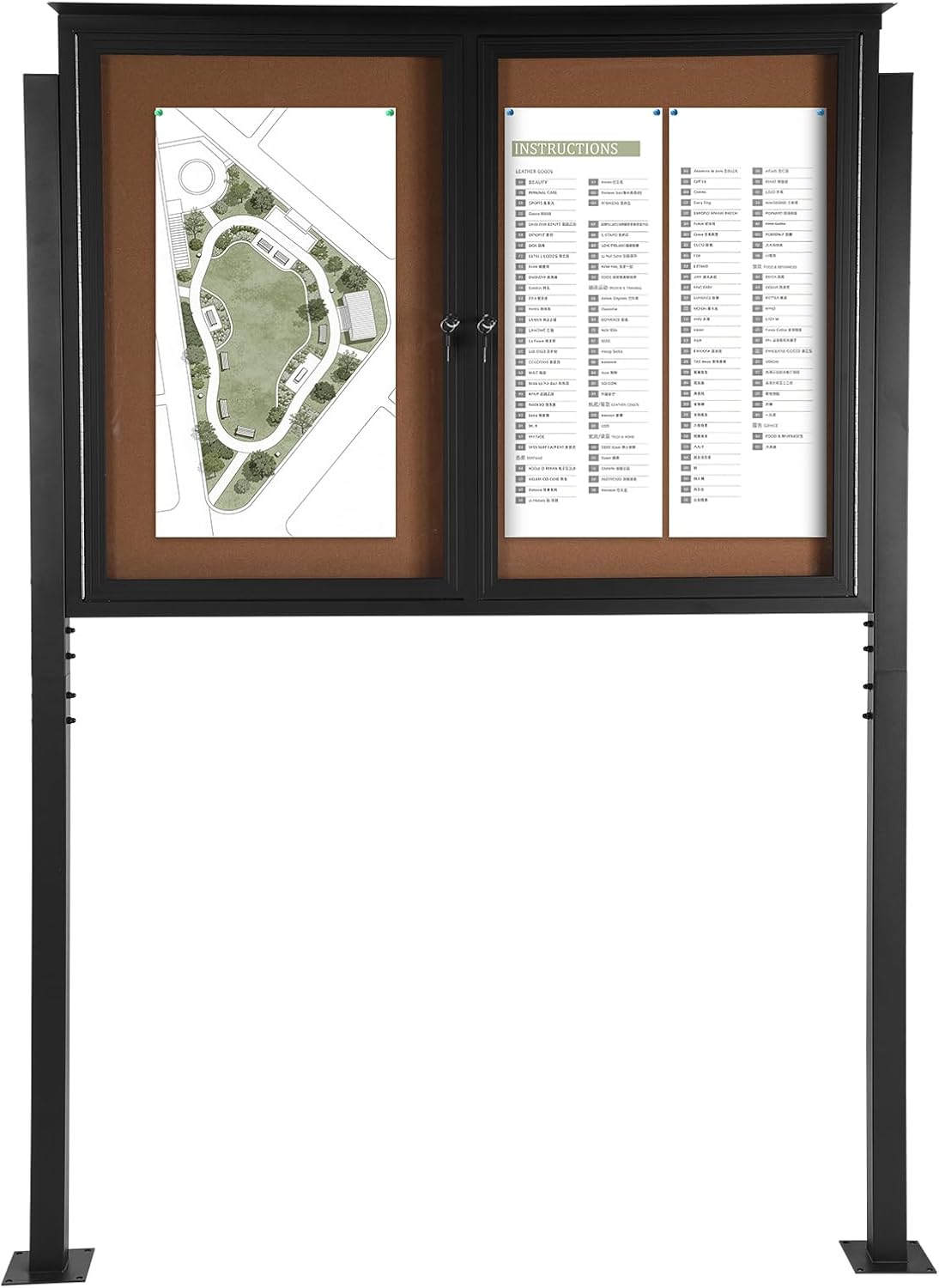 Weatherproof Standing Enclosed Cork Board