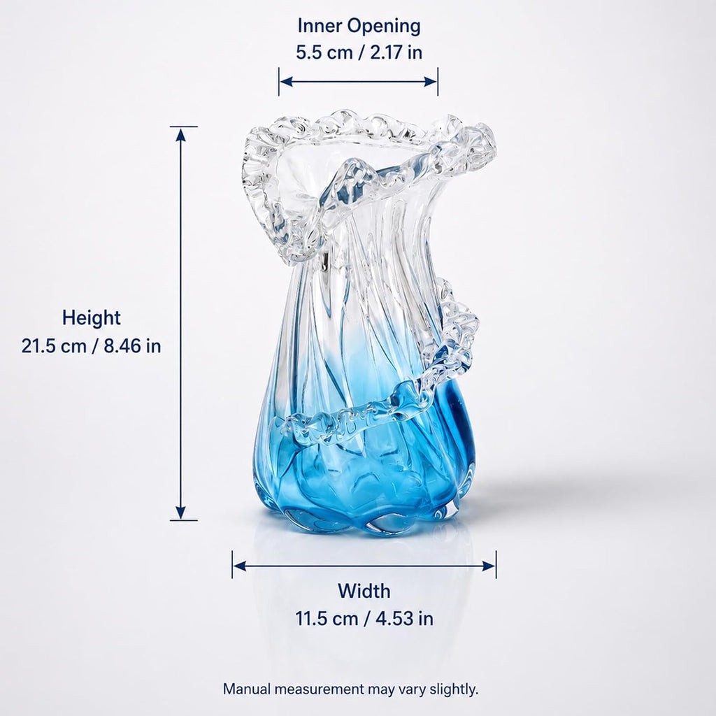Coastal Hand‑Blown Blue Glass Art Vase