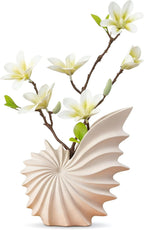 Cream Ceramic Seashell Flower Vase