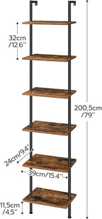 Rustic 6‑Tier Wooden Ladder Shelf
