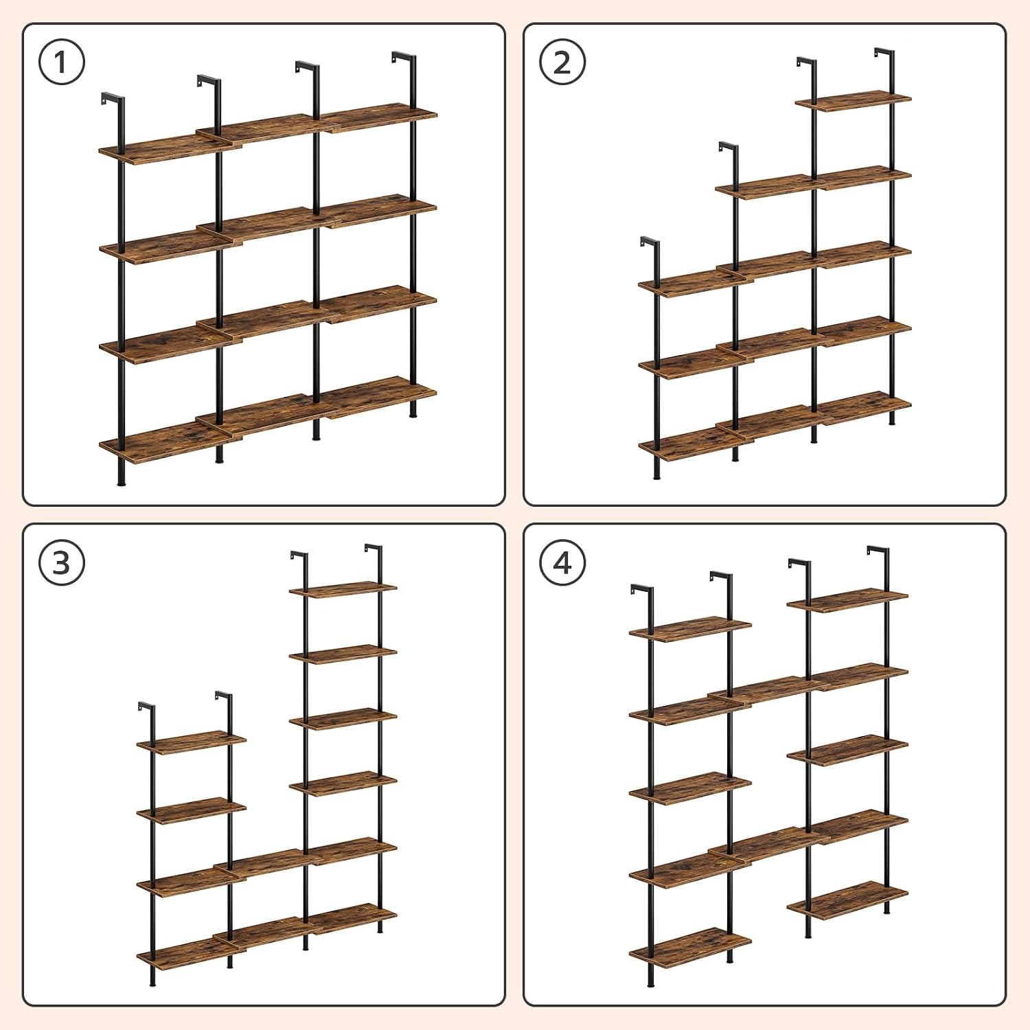 Rustic 6‑Tier Wooden Ladder Shelf
