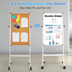 Mobile Double‑Sided Whiteboard Corkboard