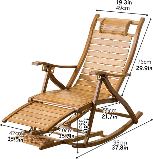 Adjustable Bamboo Folding Rocking Recliner Chair