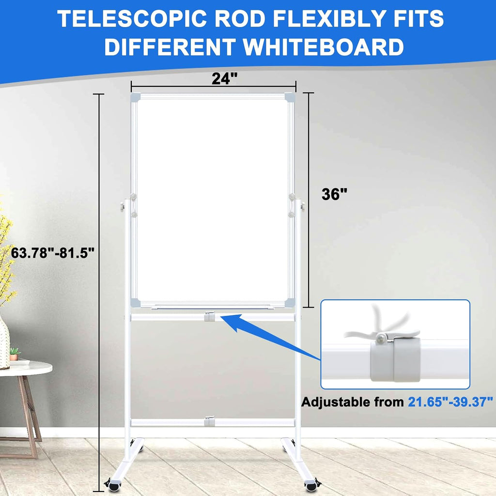 Rolling Double‑Sided Whiteboard Cork Board