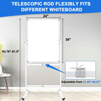 Rolling Double‑Sided Whiteboard Cork Board