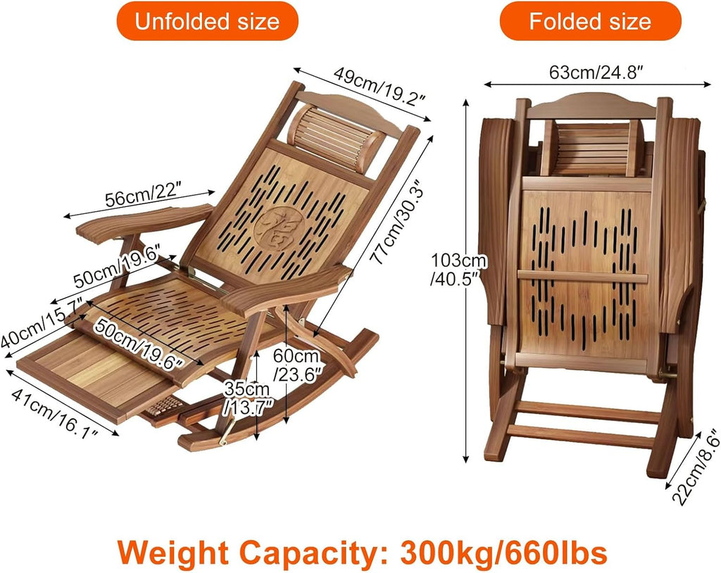 Heavy‑Duty Bamboo Folding Rocking Chair