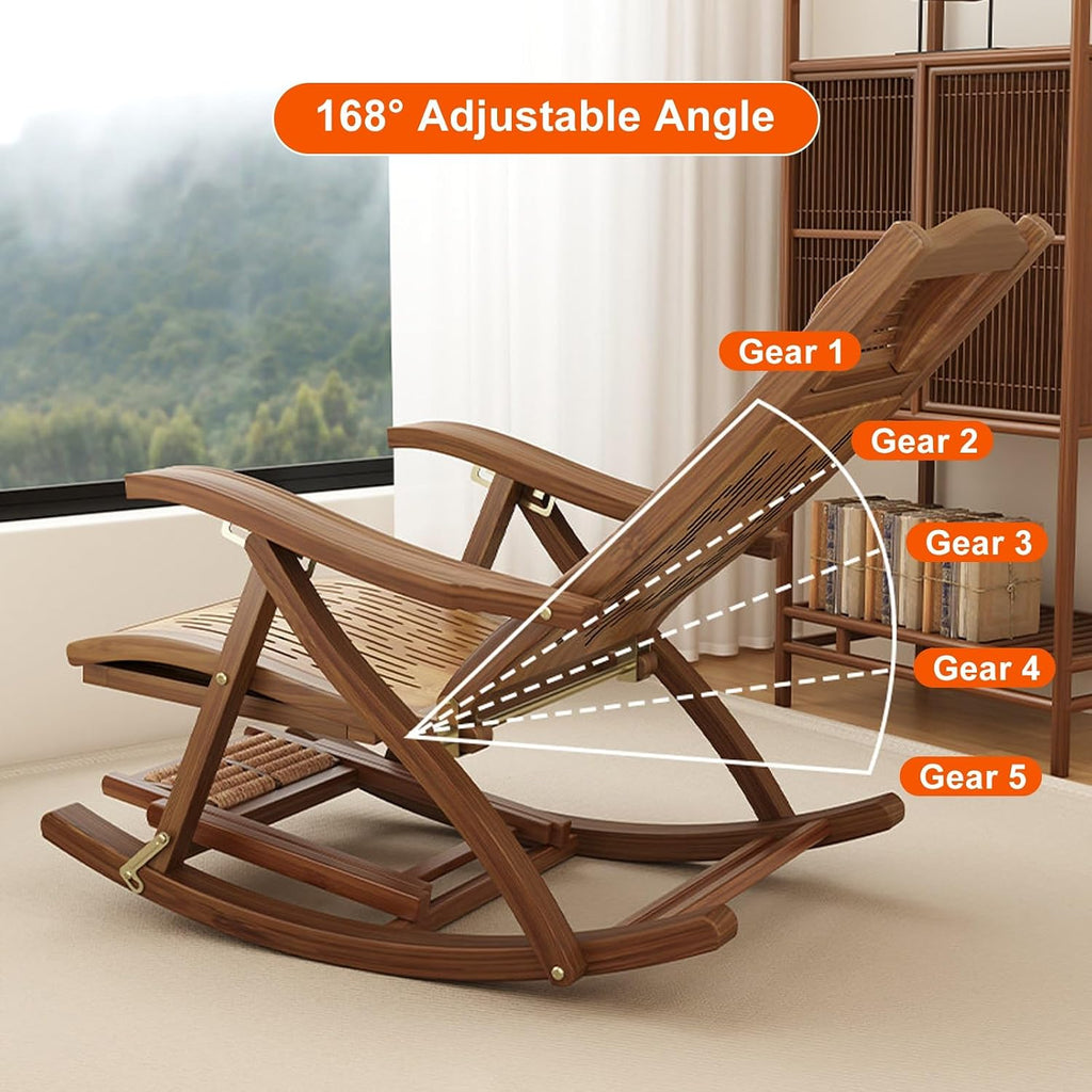 Heavy‑Duty Bamboo Folding Rocking Chair