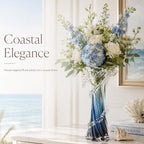 Hand‑Blown Blue Coastal Art Glass Vase