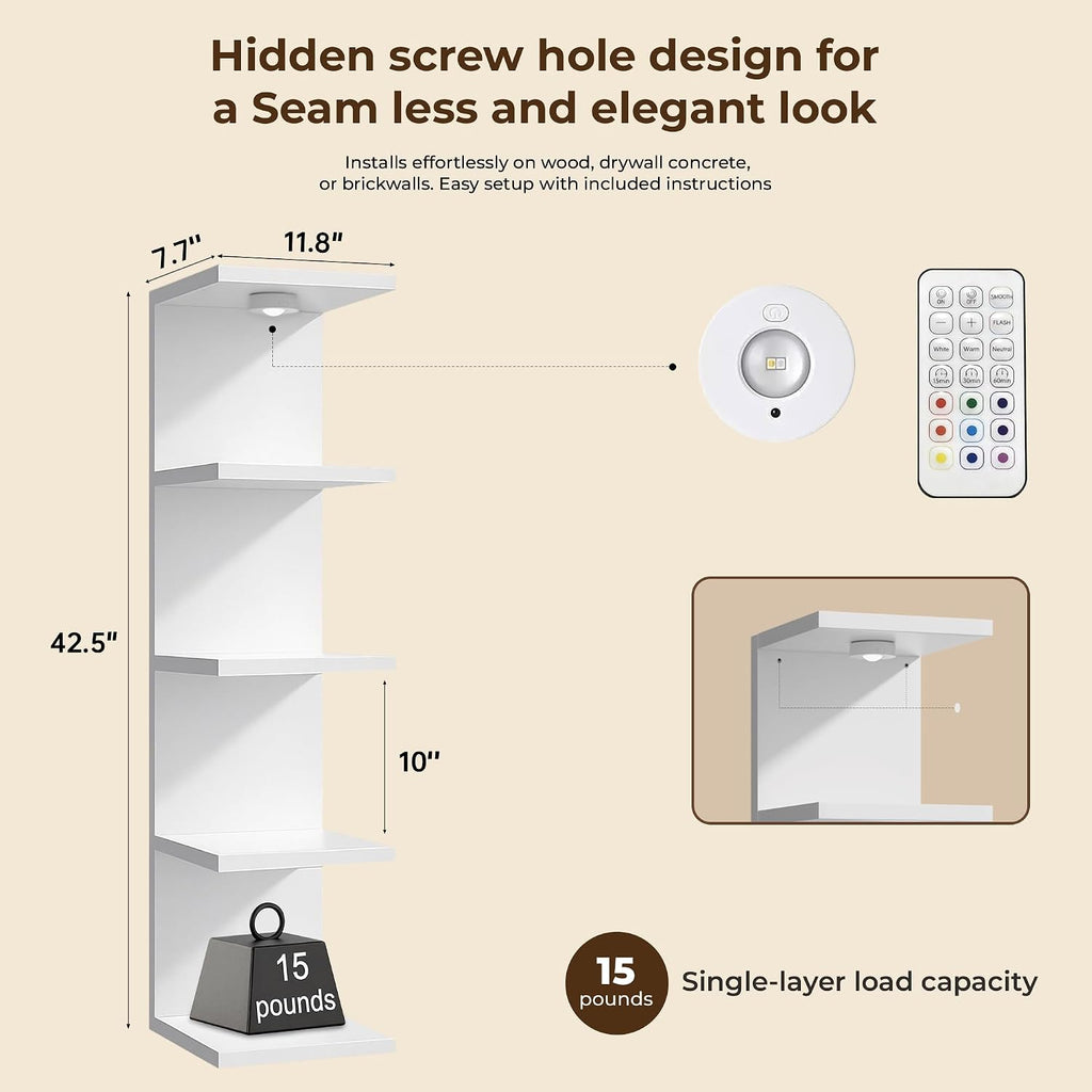 LED Vertical Floating Display Storage Shelf