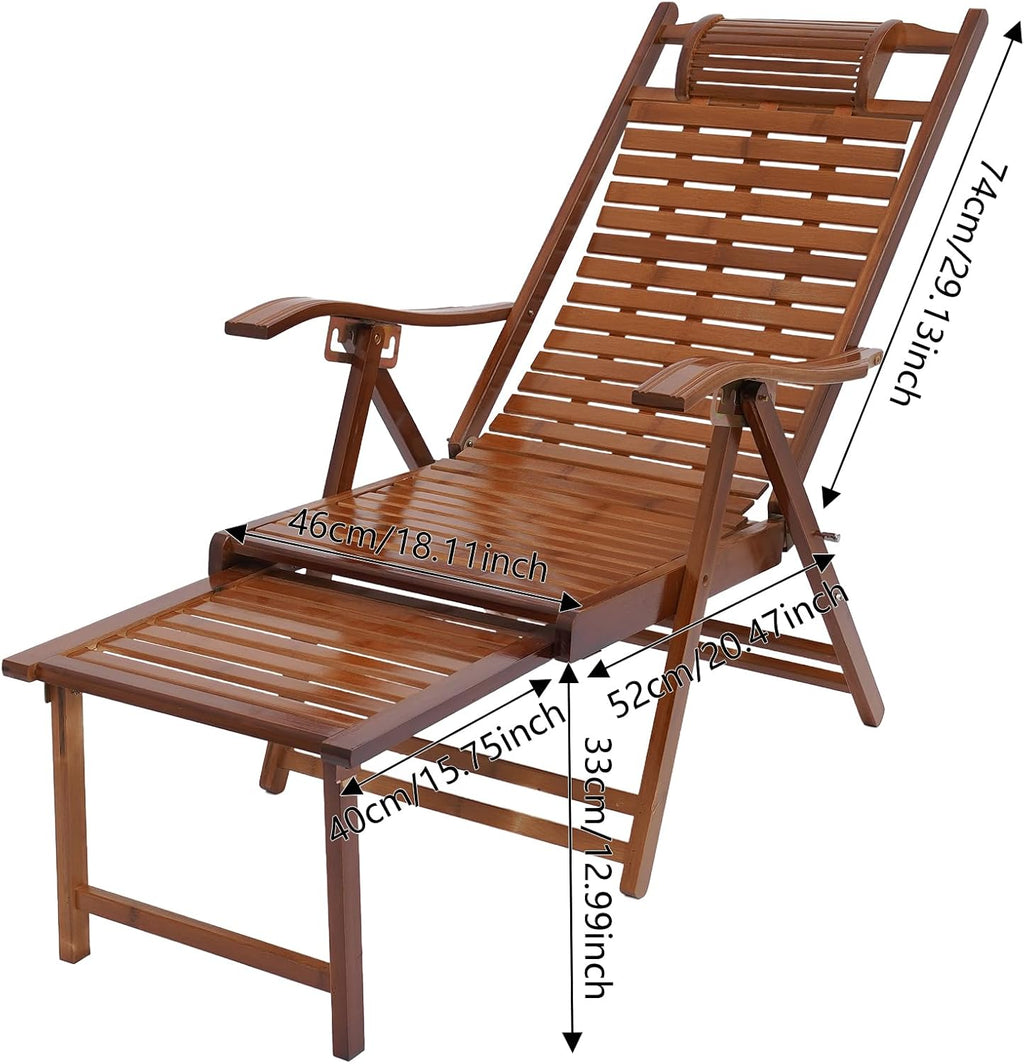 Adjustable Folding Bamboo Rocking Recliner Chair