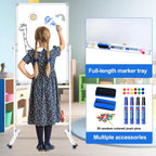 Rolling Double‑Sided Whiteboard Cork Board