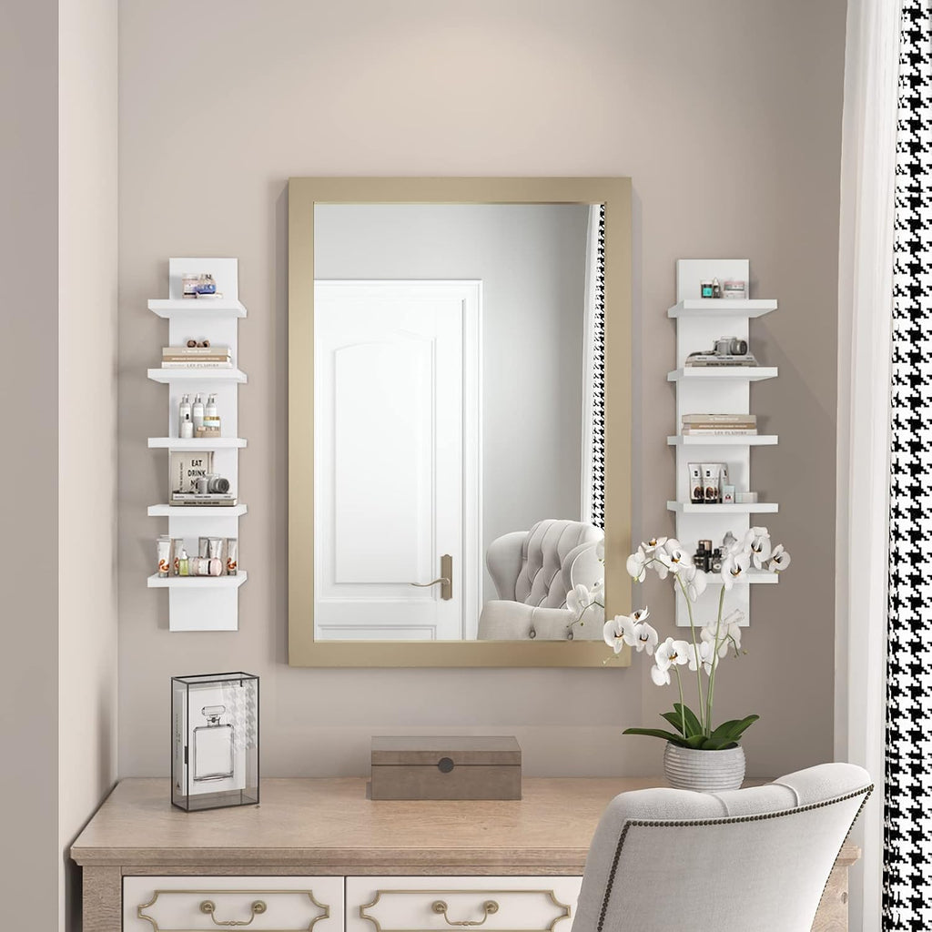 White Vertical 5‑Tier Wall Floating Shelf