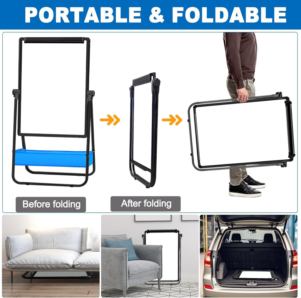 Portable Double‑Sided Magnetic Whiteboard Easel