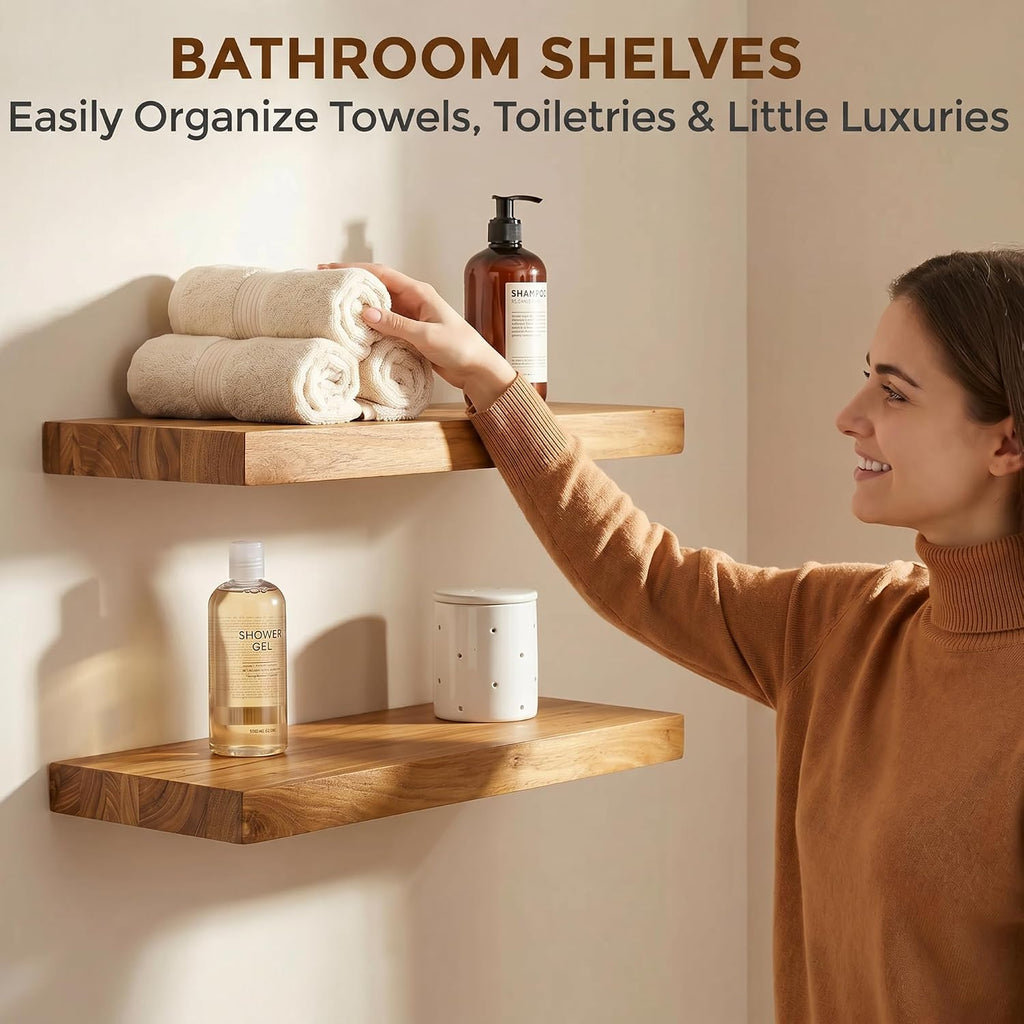 Rustic Solid Wood Wall Floating Shelves