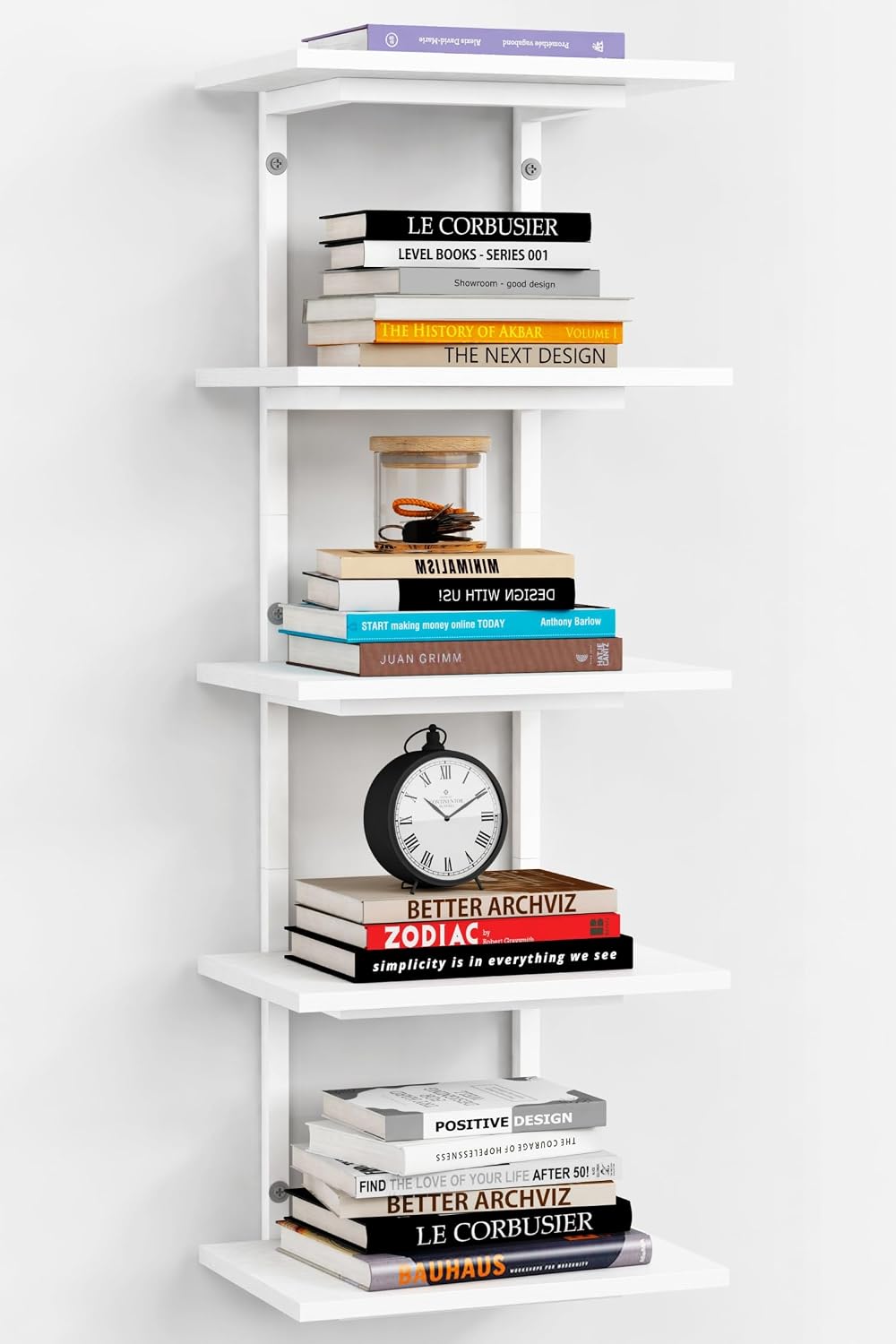 White Vertical Tiered Floating Wall Shelves