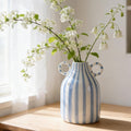 Modern Coastal Striped Ceramic Vase