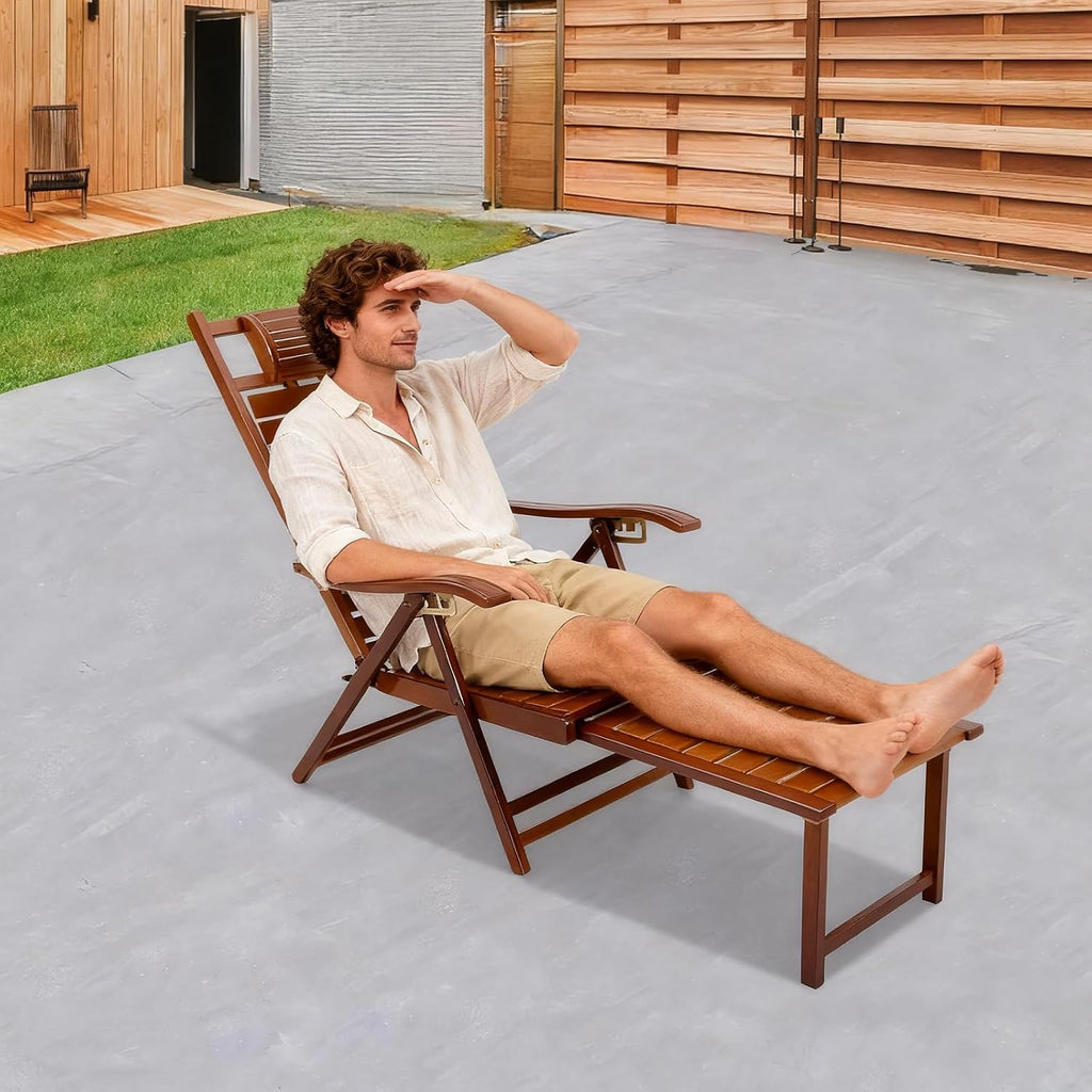 Foldable Bamboo Rocking Recliner Chair