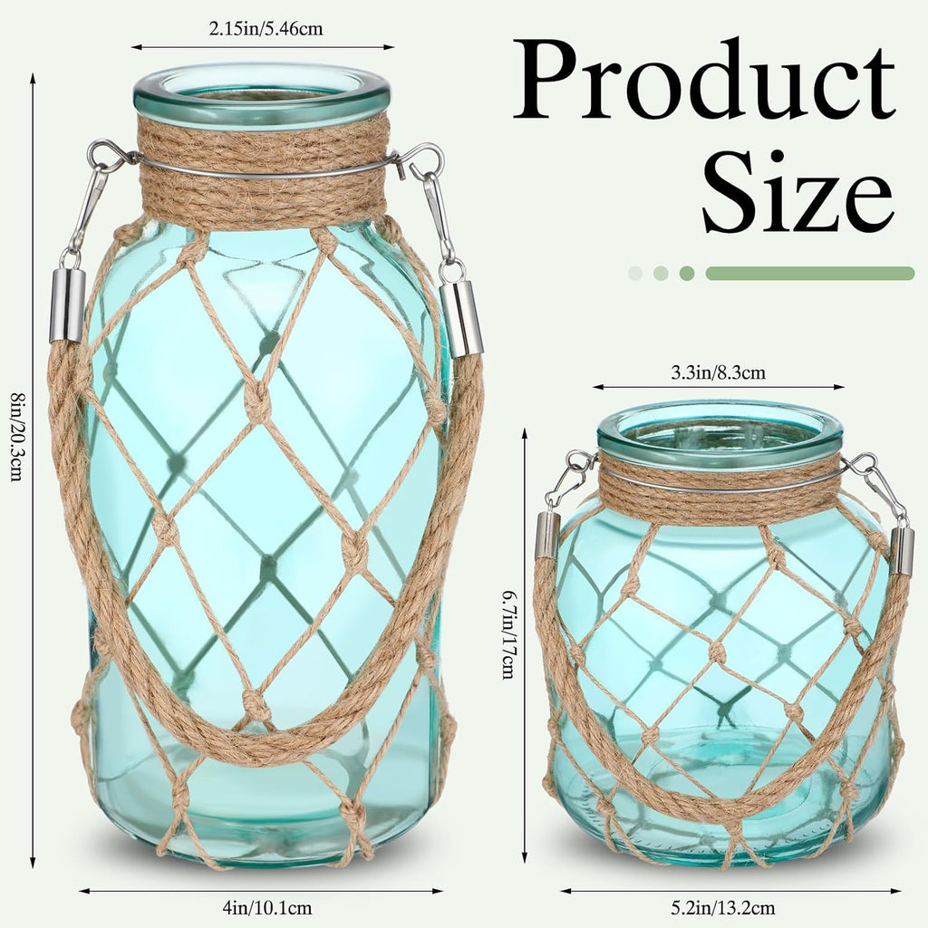 Coastal Rope Glass Flower Vase Set
