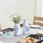 Coastal Blue White Wave Ceramic Vase Set