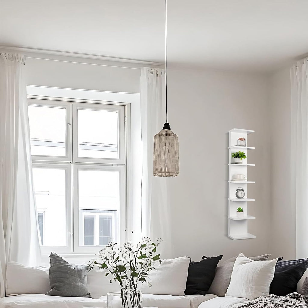 White Vertical 7‑Tier Wall Storage Shelf