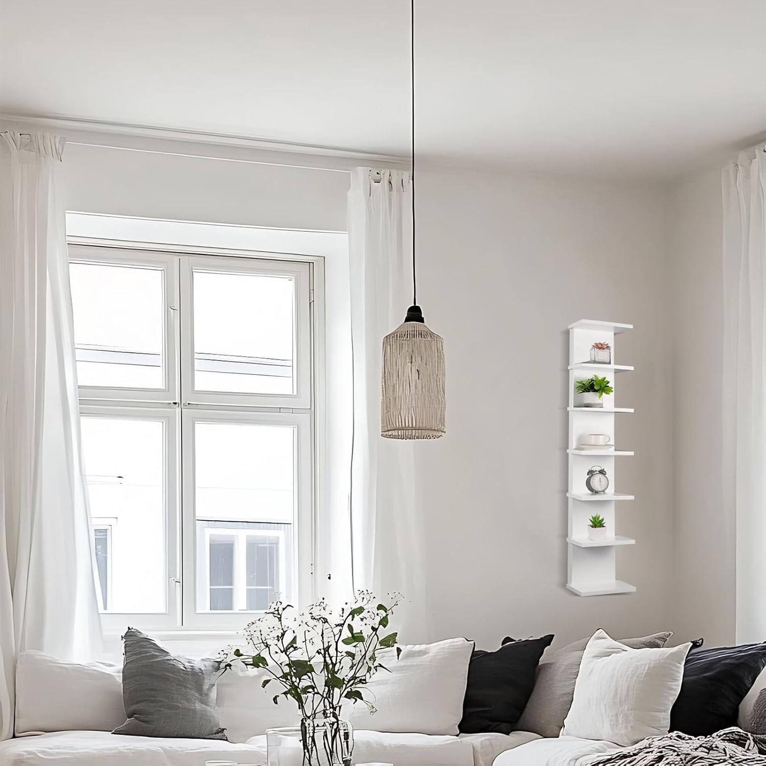 White Vertical 7‑Tier Wall Storage Shelf