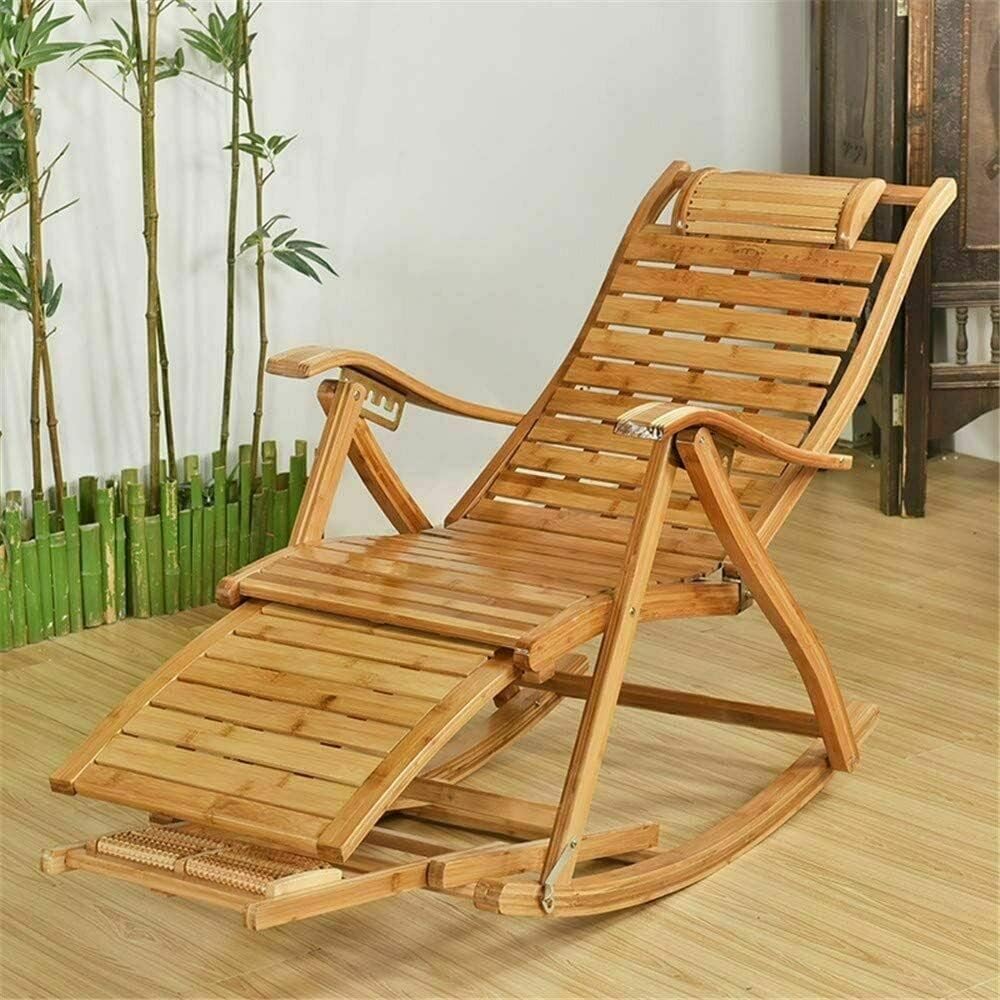 Classic Bamboo Outdoor Rocking Recliner Chair